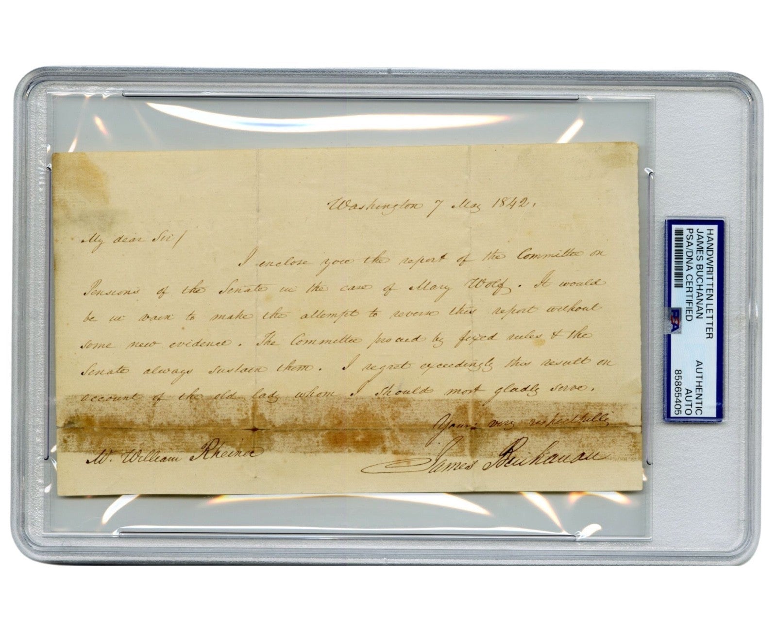 James Buchanan Fights for Women's Pensions Handwritten Letter Signed PSA Auto