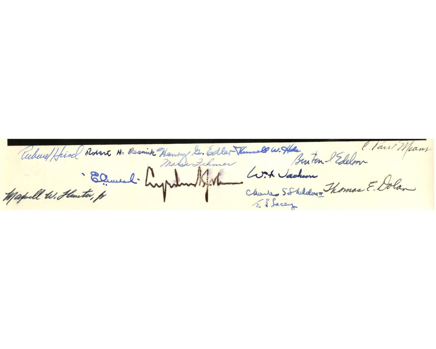 Lyndon Johnson, Maxwell Hunter & 12 More National Space Council Team Signed PSA