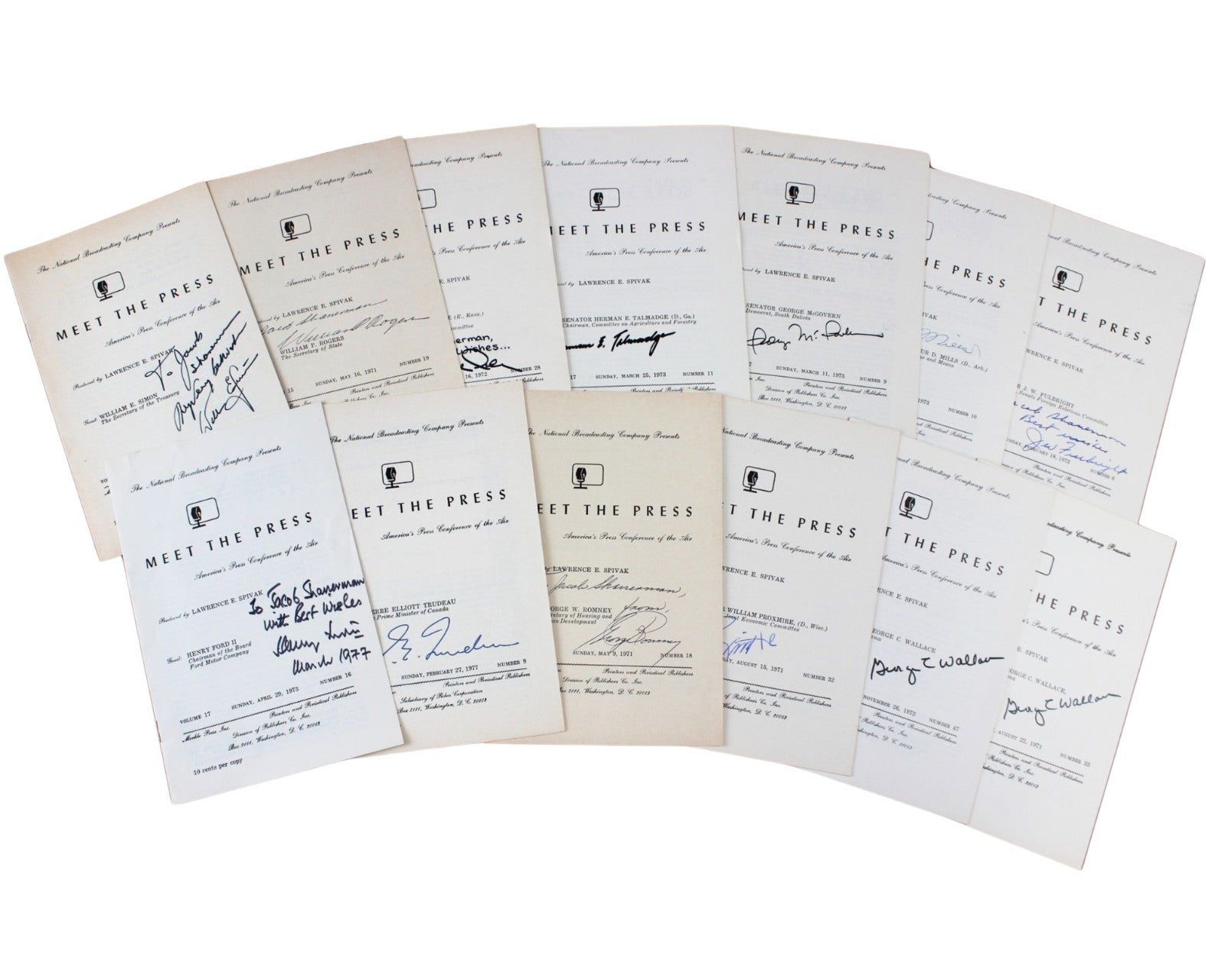 41 Meet the Press Signed Programs Kissinger Wallace Trudeau Goldwater McGovern +