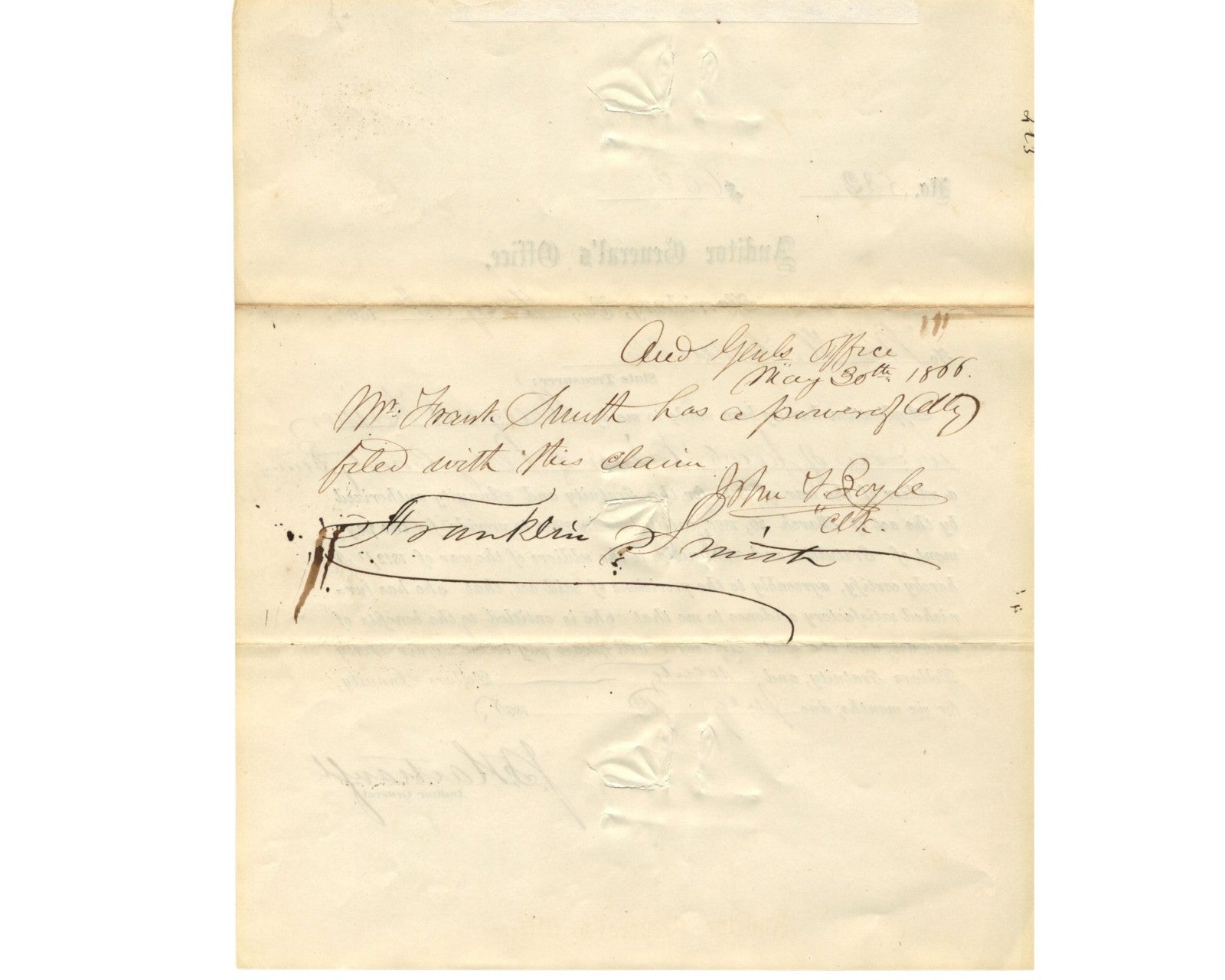 Civil War General John Hartranft Grants Compensation to War of 1812 Widow PSA