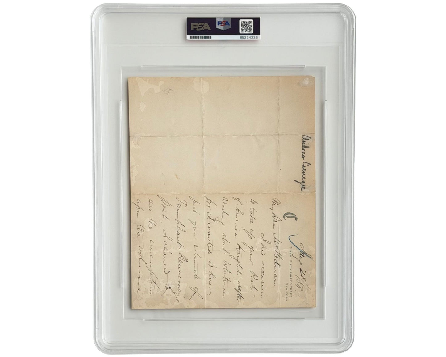 Andrew Carnegie Sends Inscribed Presentation Copy Book w/ Signed Letter PSA Auto