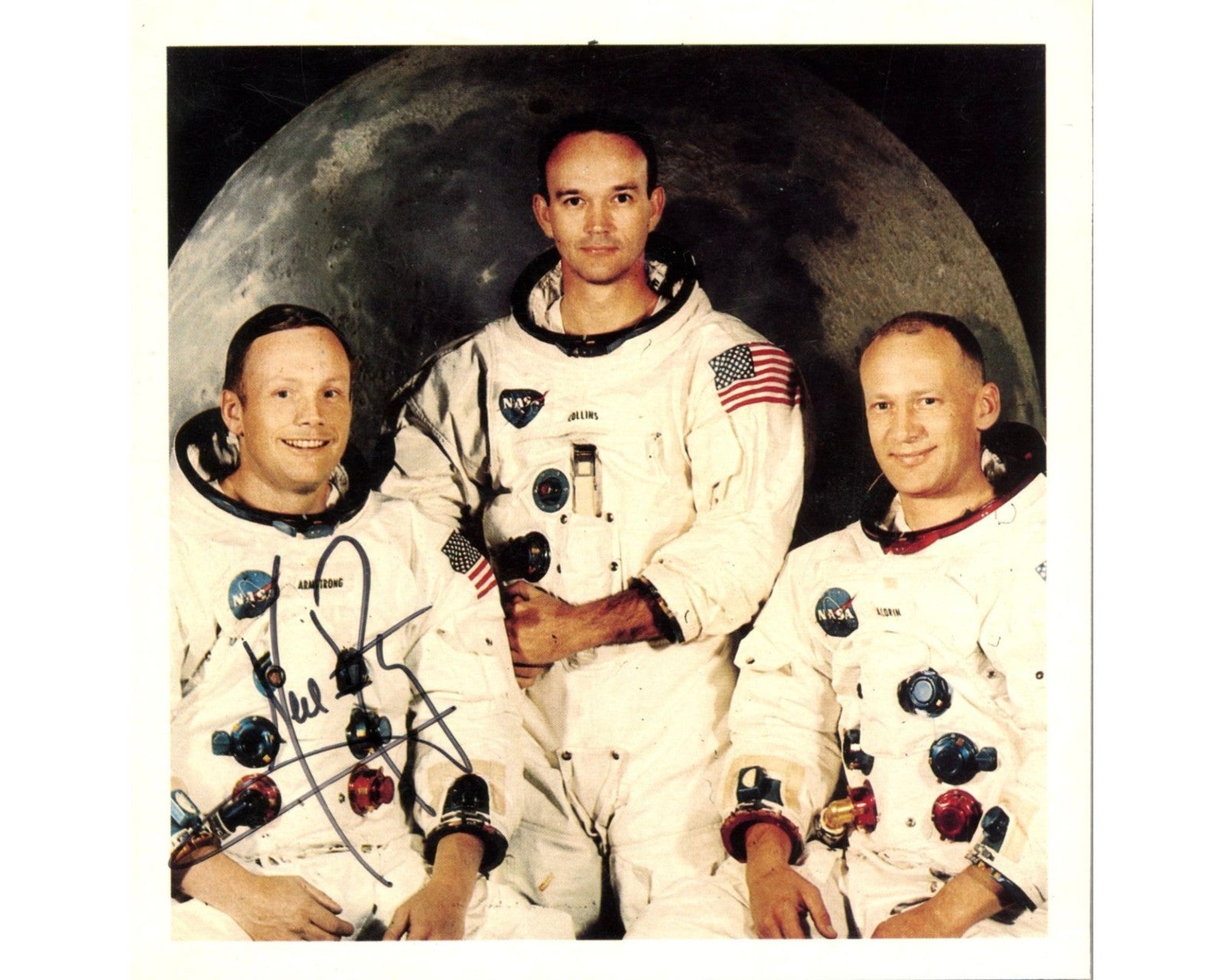 Unique Neil Armstrong Apollo 11 Signed Crew Photo PSA/DNA Bold Auto