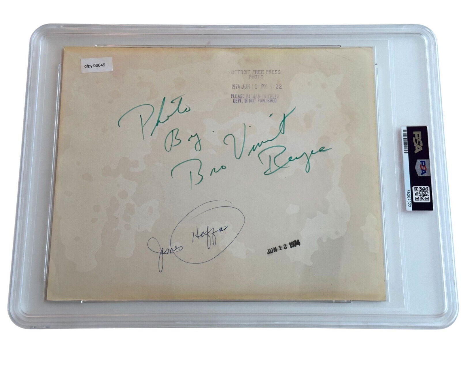 Teamsters Boss JIMMY HOFFA Original Photograph PSA Type 1 - Killed by the Mob?