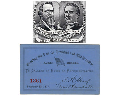 "Stolen Election" Hayes - Tilden Ticket to House, A Rarity!