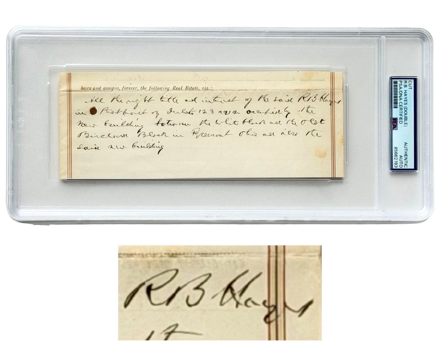 President Rutherford B. Hayes Twice Signed Deed Document w/ 40+ Words PSA Auto