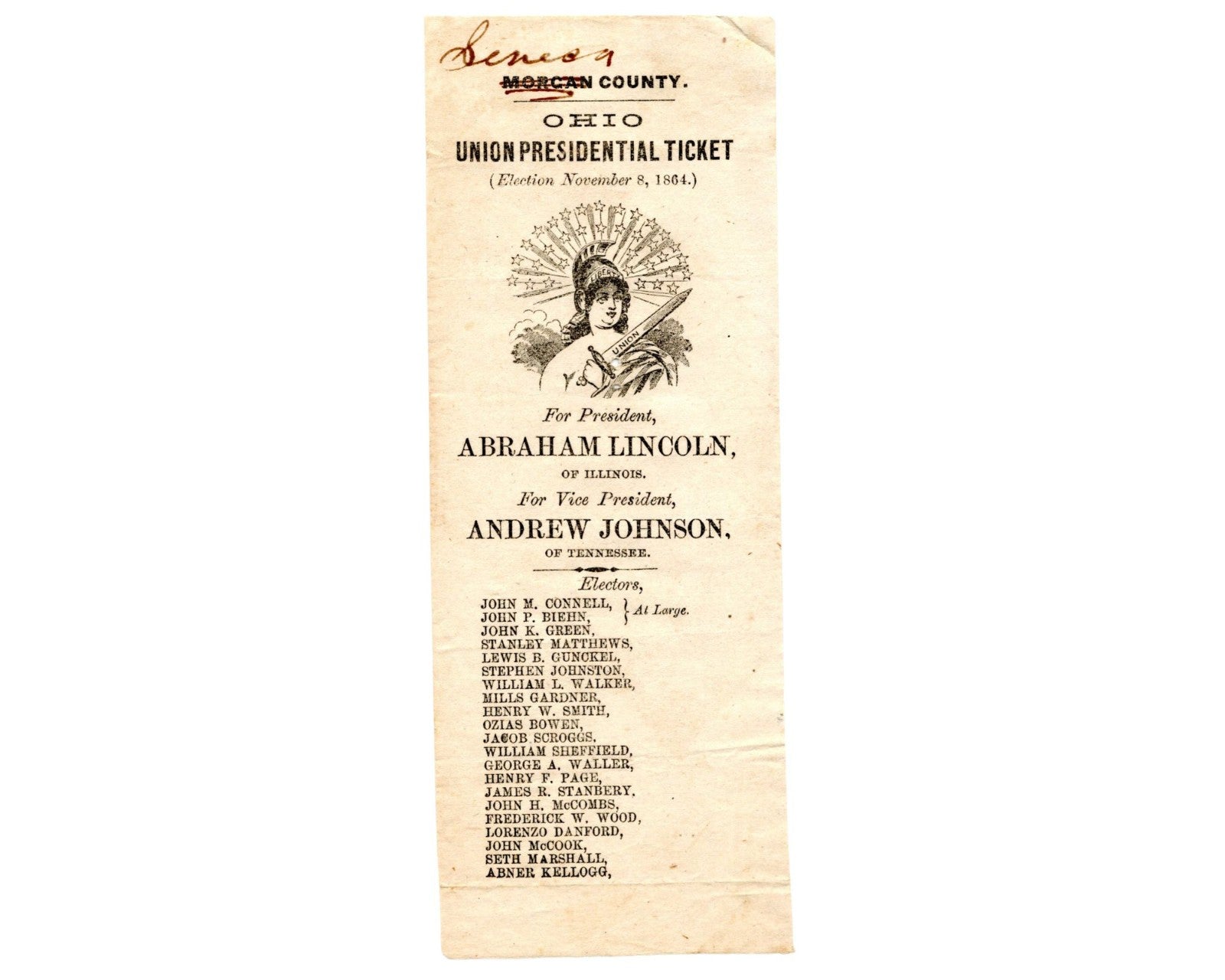 Abraham Lincoln & McClellan Ohio Soldiers Ballots for 1864 Pres. Election Ticket