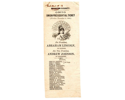 Abraham Lincoln & McClellan Ohio Soldiers Ballots for 1864 Pres. Election Ticket