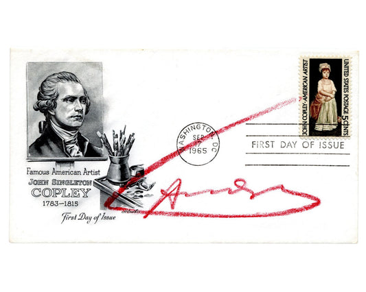 Andy Warhol Signed 1965 John Singleton Copley First Day Cover JSA Authenticate