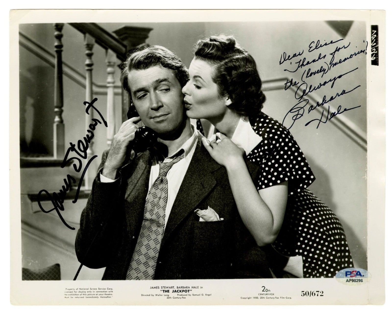 James Stewart & Barbara Hale Signed Promo Photo PSA Holo Auto