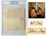 First Chief Justice John Jay Twice Signed Handwritten Document PSA Gem Mint 10
