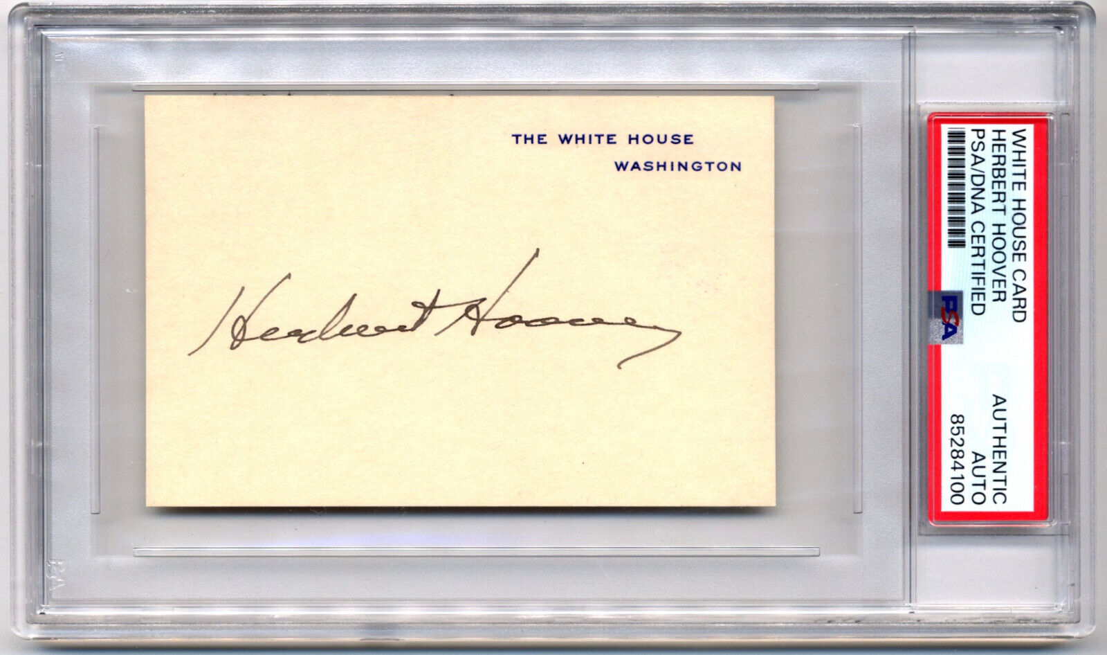 President Herbert Hoover Signed White House Card, Gorgeous Signature PSA/DNA