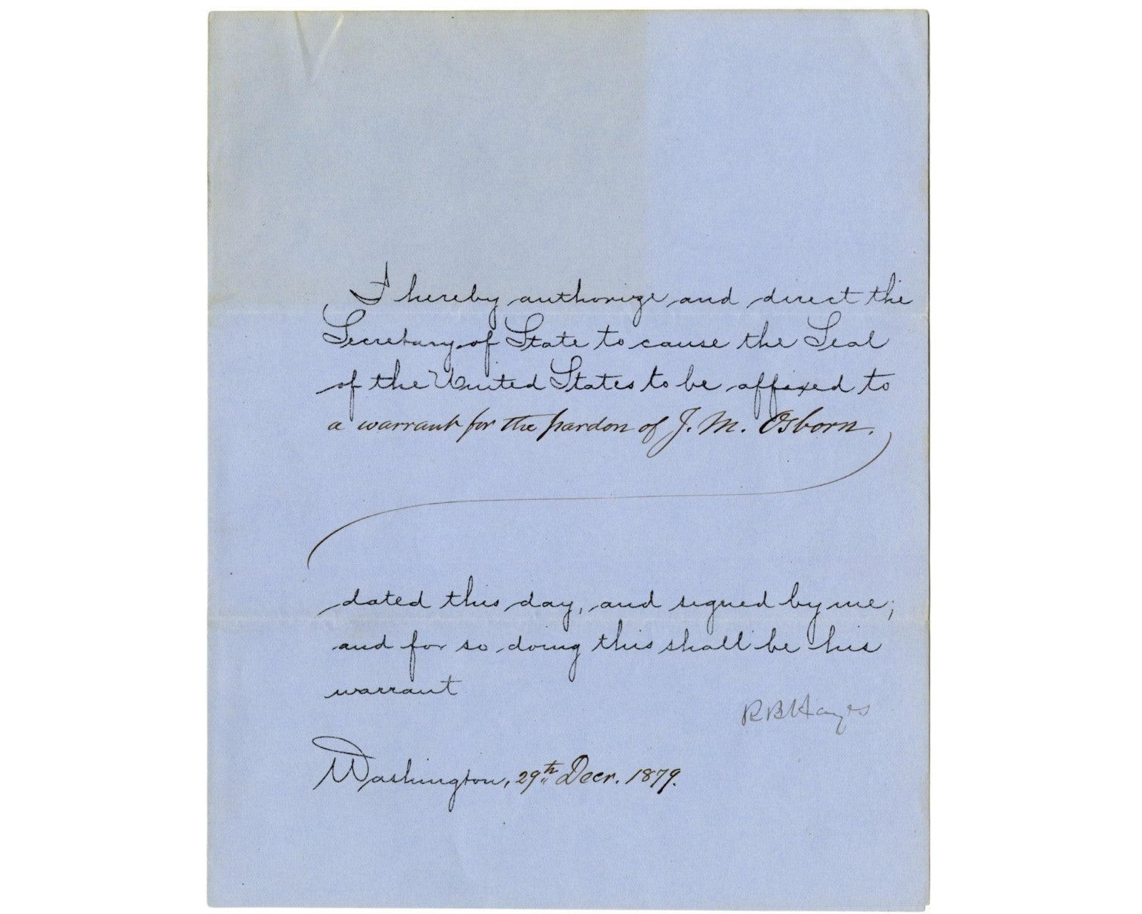 President Rutherford B. Hayes Signed Pardon of Whiskey Smuggler! PSA Auto