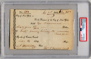 Dewitt Clinton Signed Treasury Check PSA. NYC Mayor & Governor! Ran 4 President!