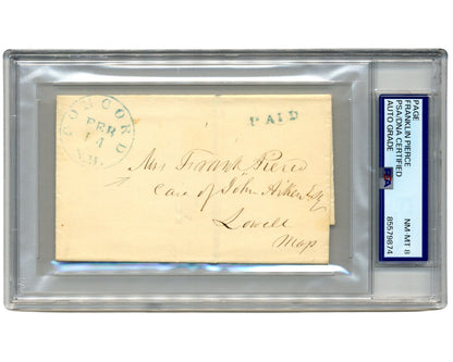 President Franklin Pierce Signed Address Envelope PSA Auto Rare Pres. Signature