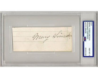First Lady Mary Todd Lincoln Signed Cut PSA 8 Auto - Abraham Lincoln's Wife!