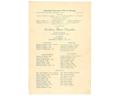 President Dwight Eisenhower Signed Columbia Dinner in Chicago Pamphlet PSA Auto