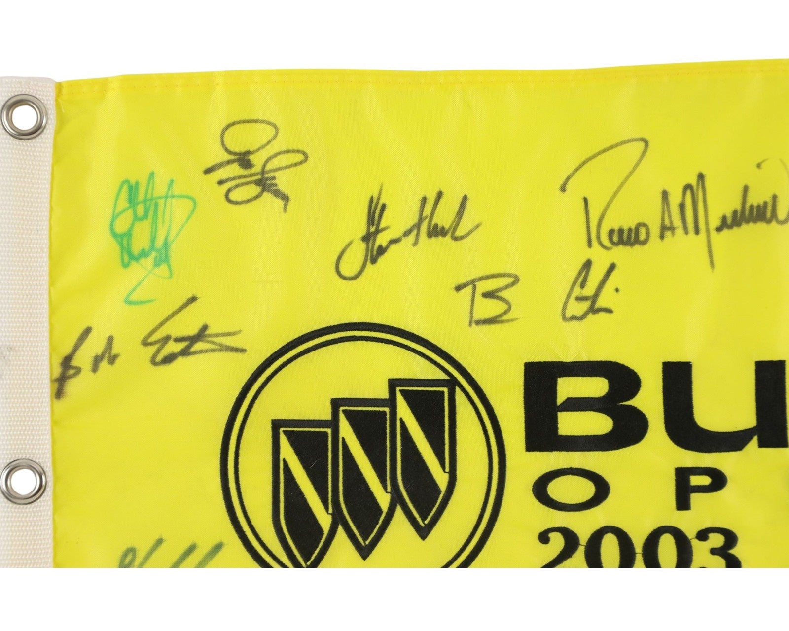 Tiger Woods, Vijay Singh & 14 More Signed 2003 Buick Open Flag PSA Auto