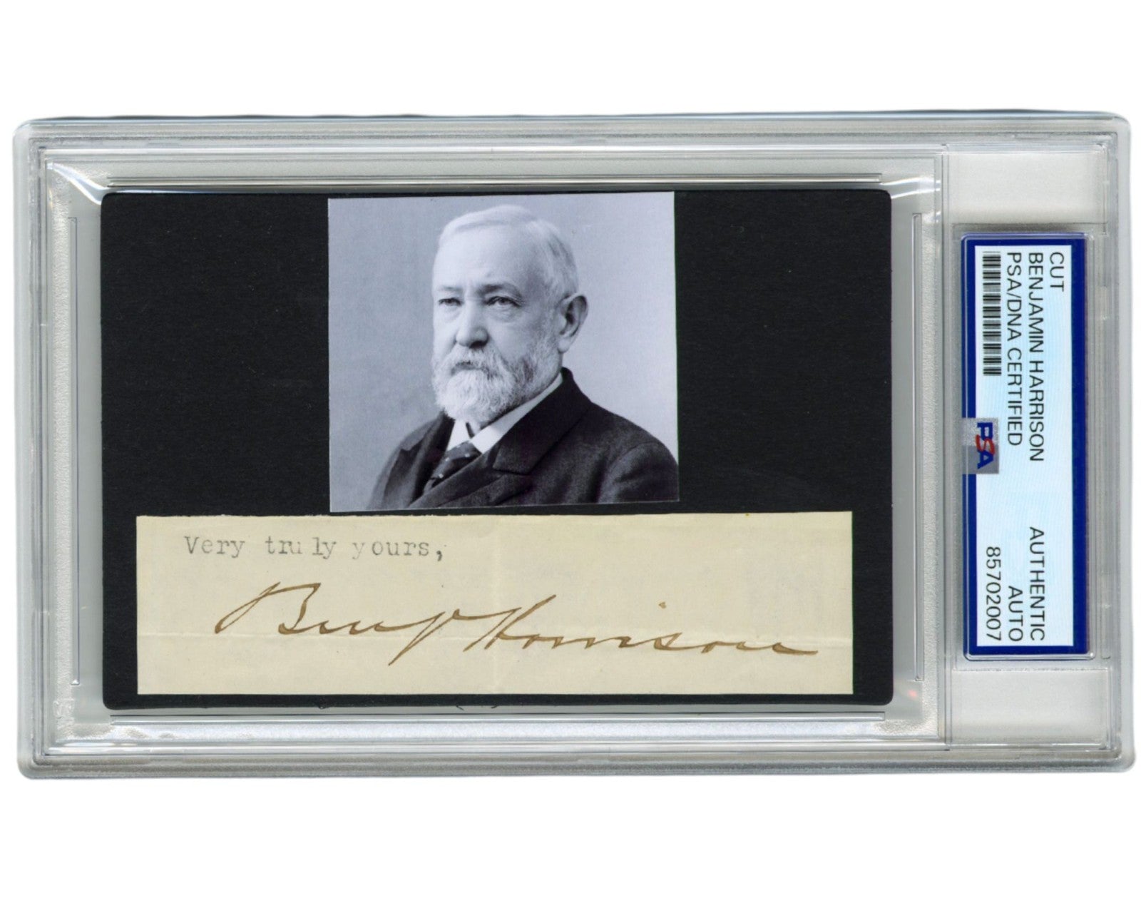 President Benjamin Harrison Signed Cut Display - PSA Auto