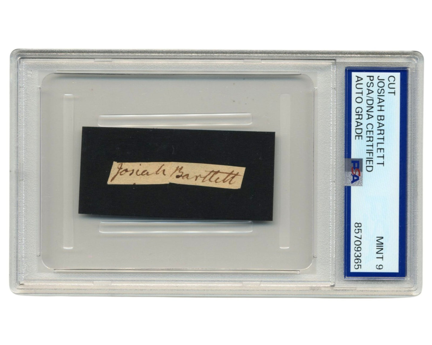 Declaration of Independence Signer Josiah Bartlett PSA Mint 9 Full Name Auto