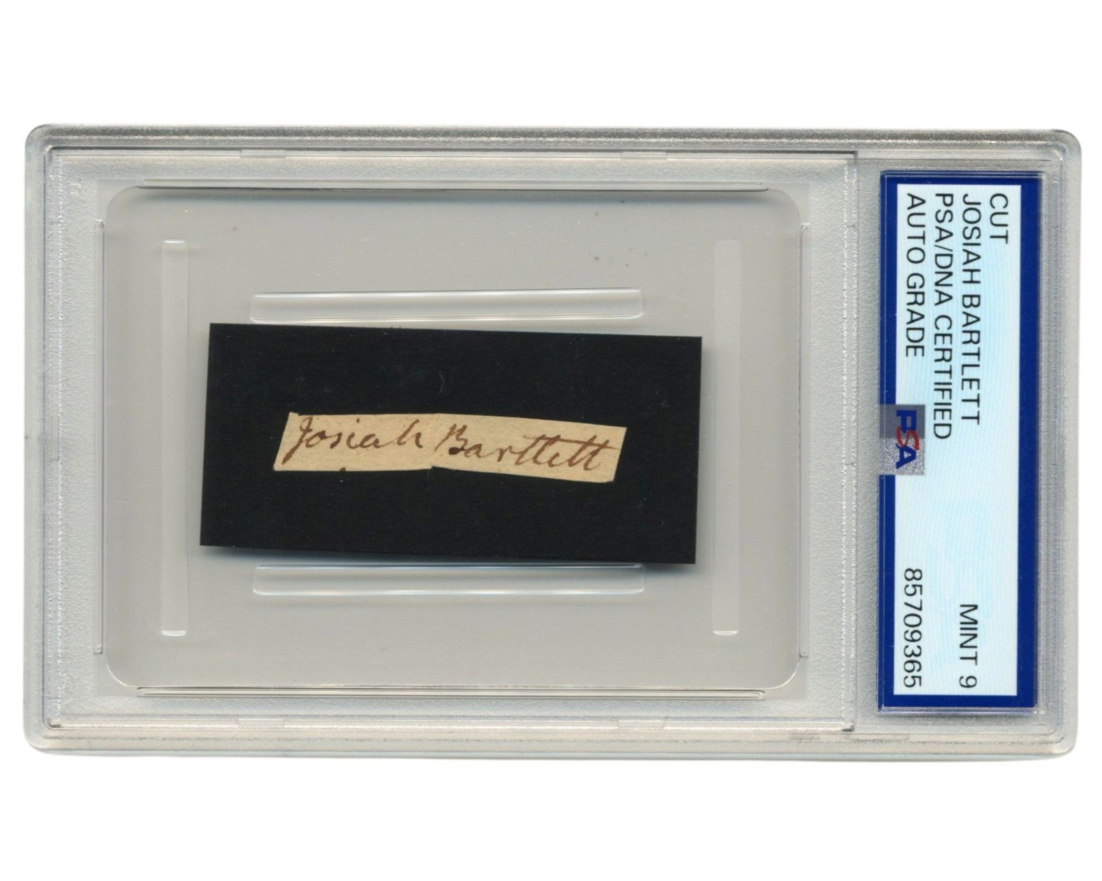 Declaration of Independence Signer Josiah Bartlett PSA Mint 9 Full Name Auto