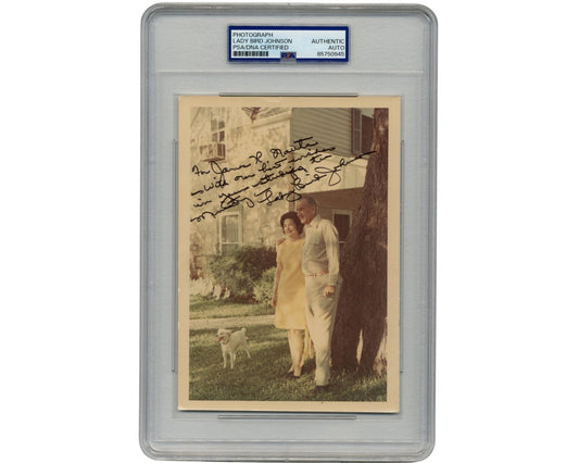 Gorgeous Lady Bird Johnson Signed Official White House Photo w/ Lyndon! PSA Auto
