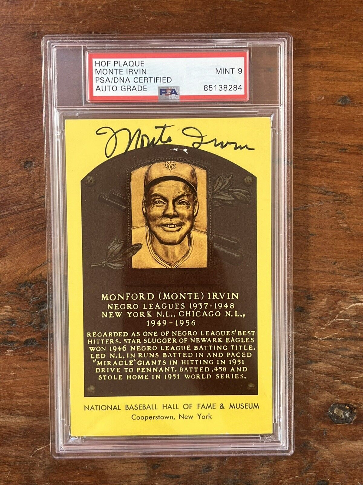 Monte Irvin Signed HOF Post Card PSA Mint 9 Auto