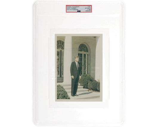 Pres. John F. Kennedy Original Stoughton Photograph in Rose Garden! PSA Type 1