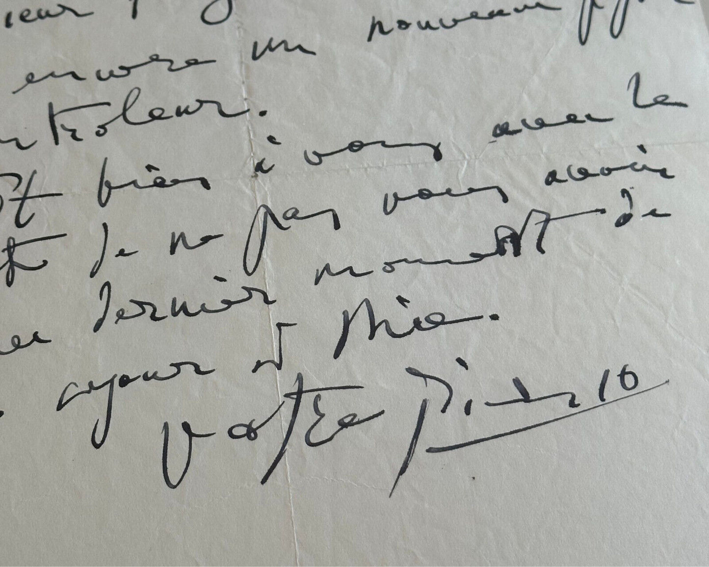 Rare Pablo Picasso Signed Handwritten Letter to his Financial Advisor PSA Auto