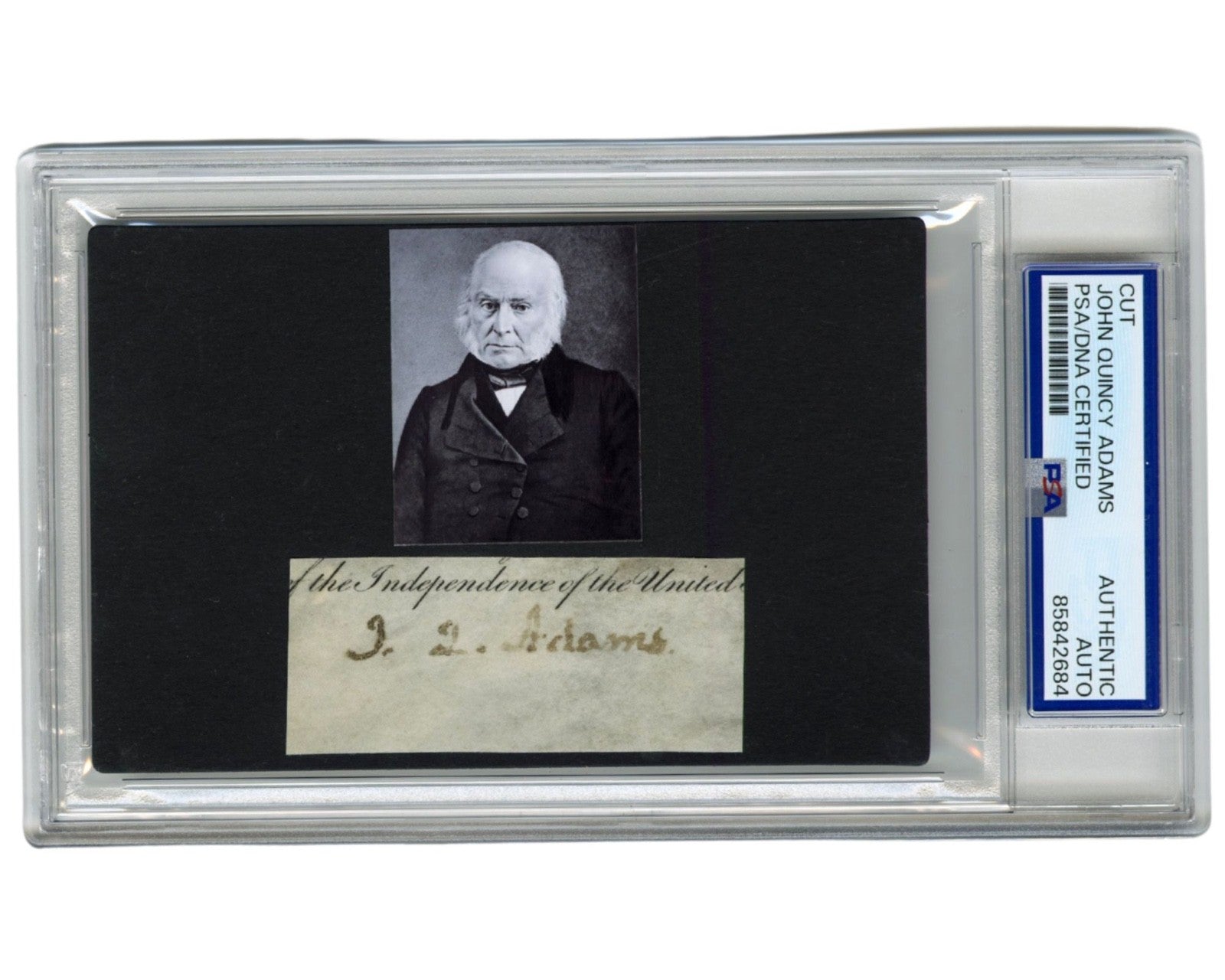 President John Quincy Adams Signed Cut Display PSA Auto - A Fine Example!