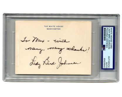 First Lady Lady Bird Johnson Signed White House Card PSA Auto