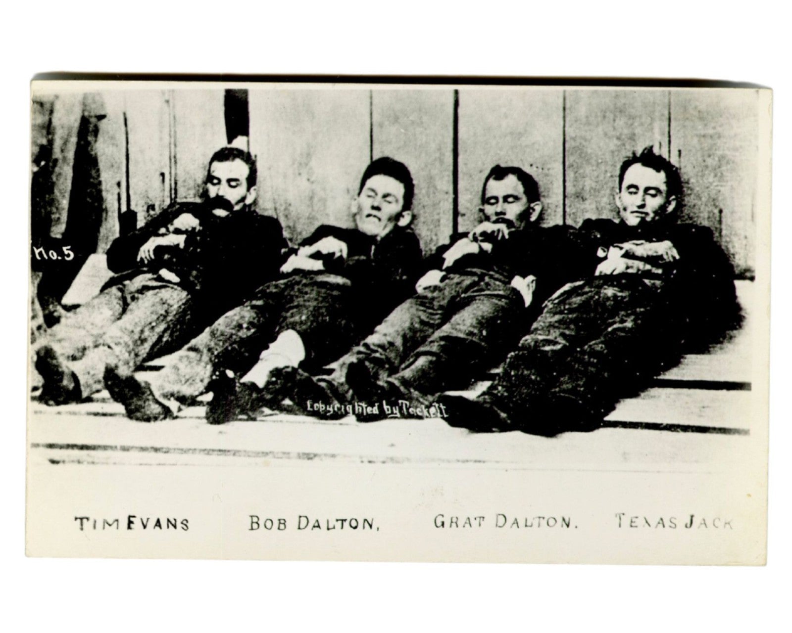 Antique RPPC Real Photo Postcard of Dalton Gang after Coffeyville Raid