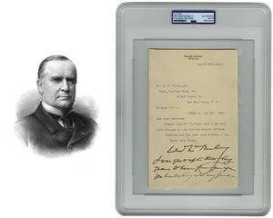President William McKinley Signed Letter w/ Rare Handwritten Post Script PSA