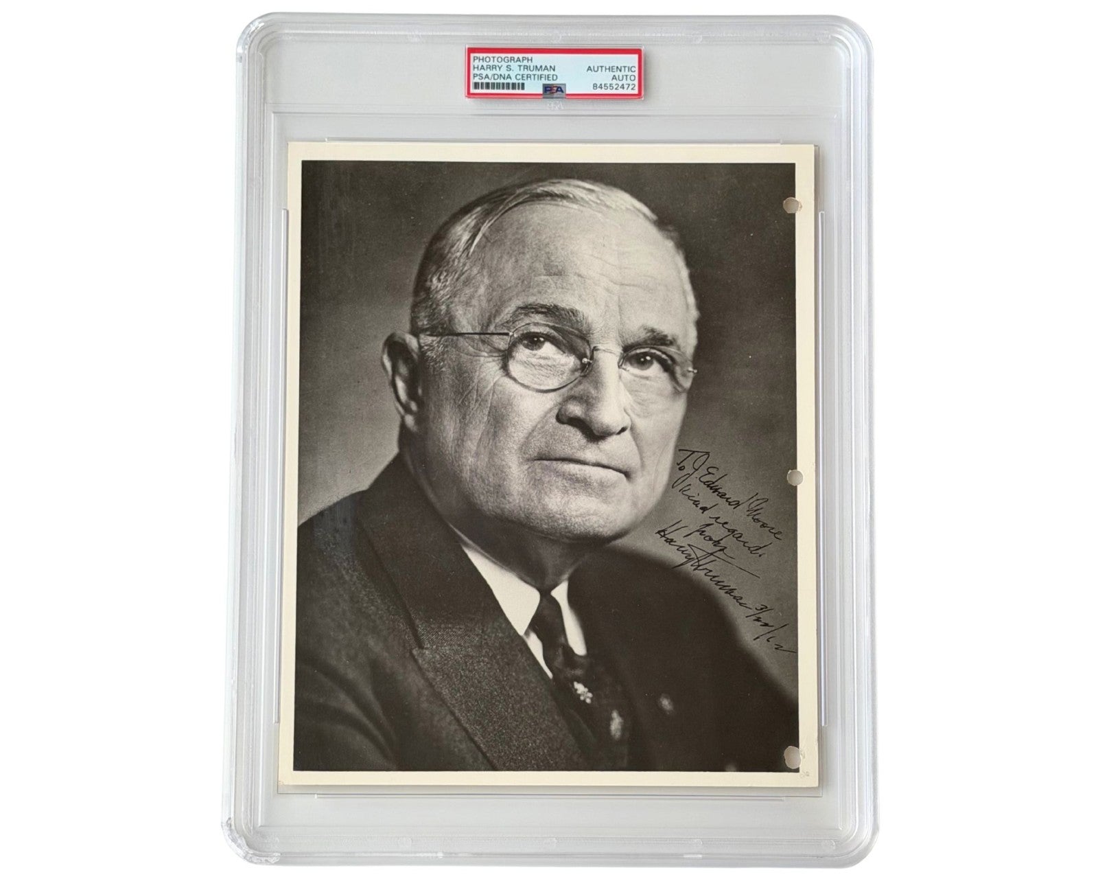 President HARRY TRUMAN Boldly Signed Photograph - Gorgeous Example PSA Auto