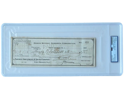 Inventor of the Light Bulb Thomas Edison Boldly Signed Check PSA Auto