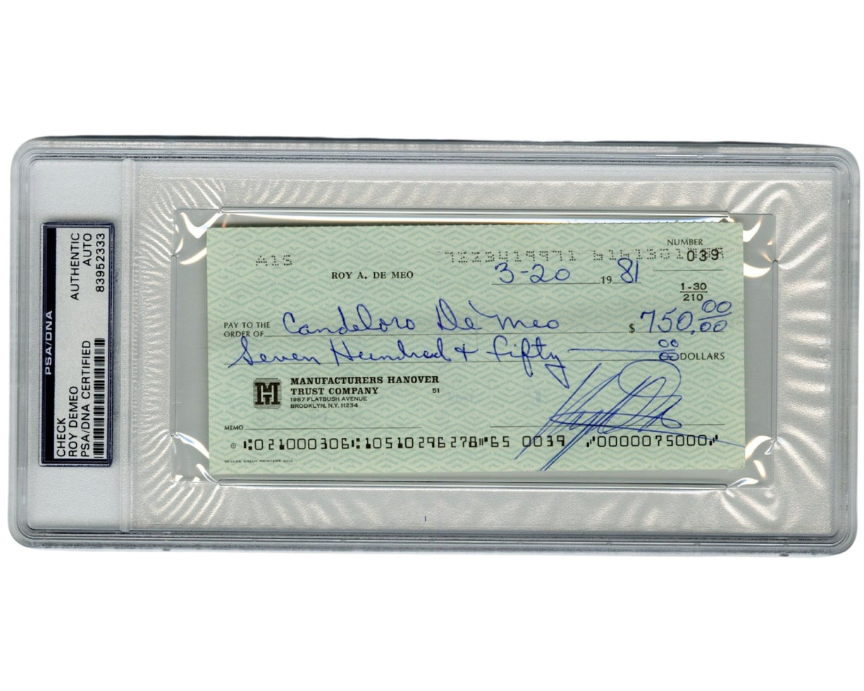 Gambino Hit Man Roy Demeo Signed Check PSA Bold Auto