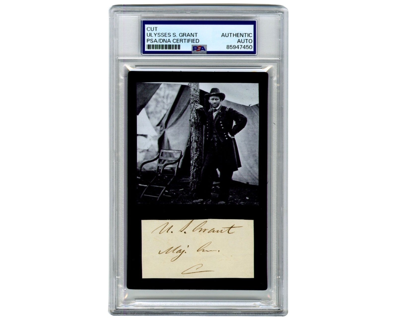President Ulysses S. Grant Signed Display as Major General! "Maj Gen" PSA Auto