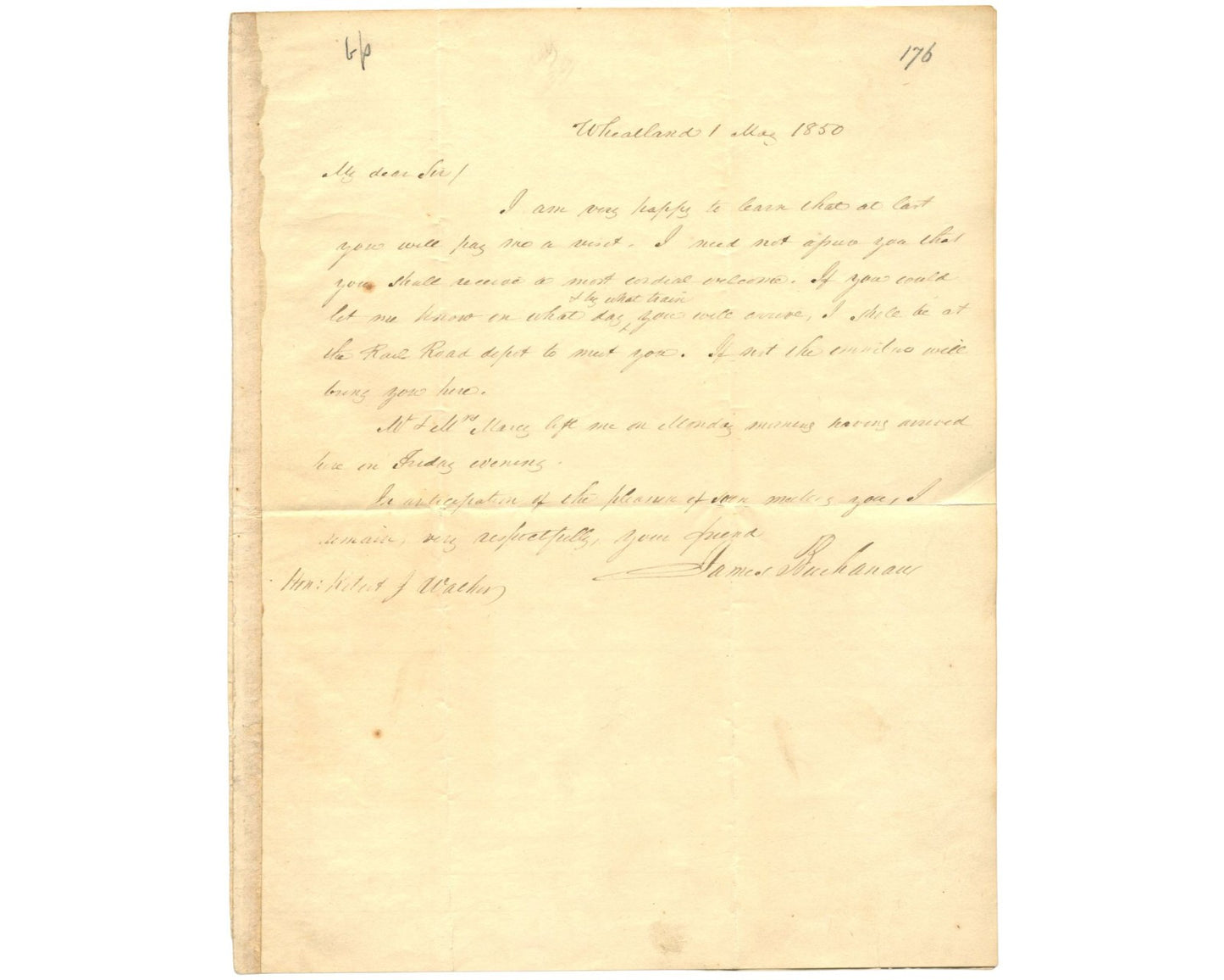 President James Buchanan Signed Handwritten Letter To Polk Sec of Tres. PSA Auto