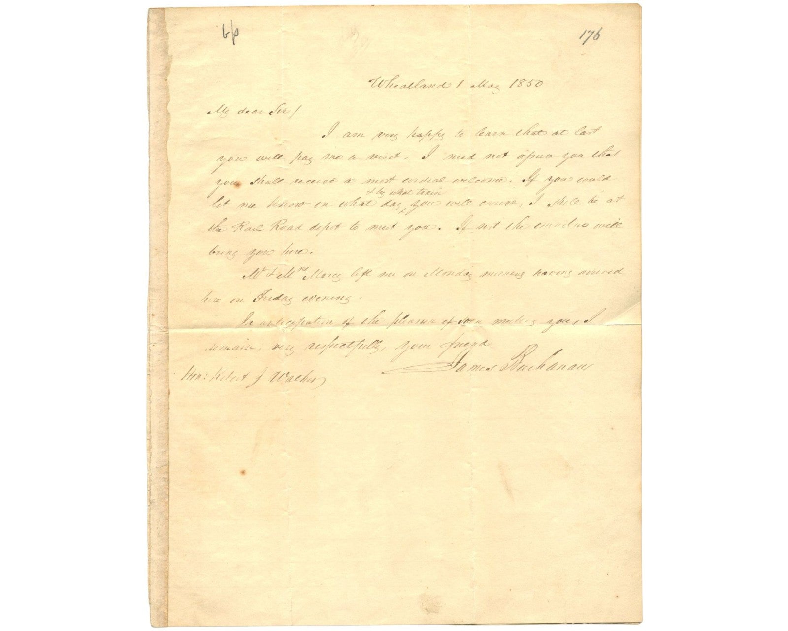President James Buchanan Signed Handwritten Letter To Polk Sec of Tres. PSA Auto