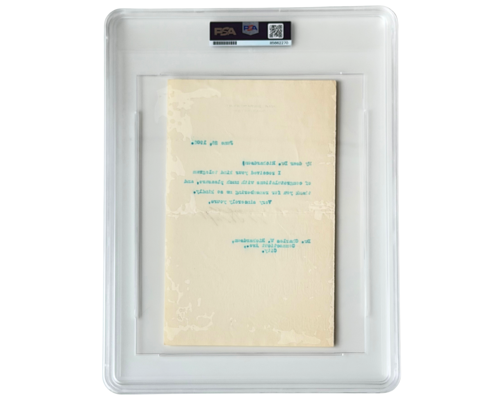 William Taft Signed Letter Thanking Supporter After Securing GOP Nomination PSA