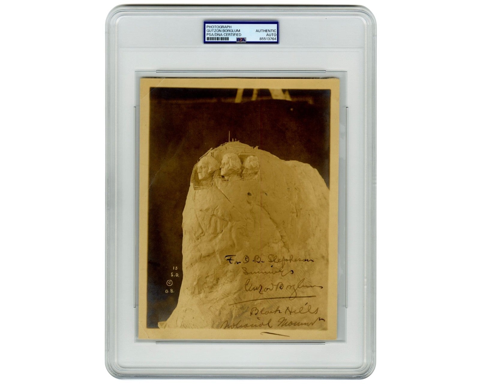 Unique Gutzon Borglum Signed Mount Rushmore Model Photograph PSA Auto