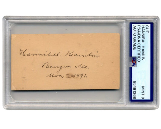 Lincoln's Vice President HANNIBAL HAMLIN Signed Cut Autograph PSA Mint 9