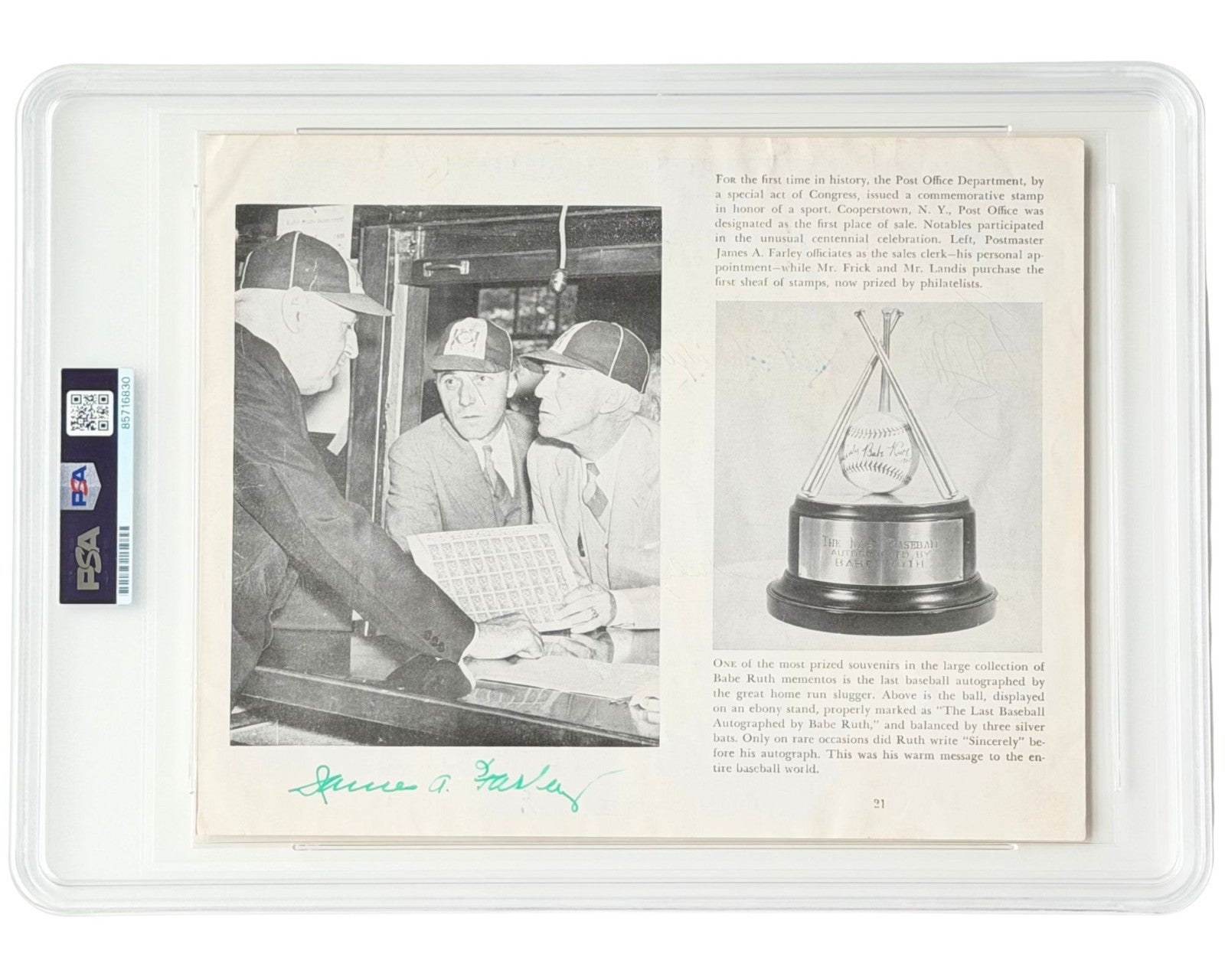 Branch Rickey, Gehringer, Giles, & 8 More MLB HOF Vet Commitee Signed Page PSA 9