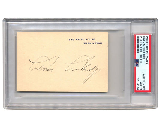 President Calvin Coolidge Signed White House Card PSA Auto