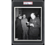 Joseph Stalin Smiling w/ Winston Churchill Yalta WWII Original Photo PSA Type 1