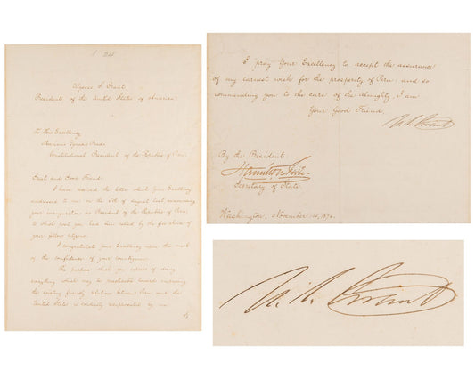 President ULYSSES S. GRANT Rare Diplomatic Signed Letter To Peru Pres. PSA