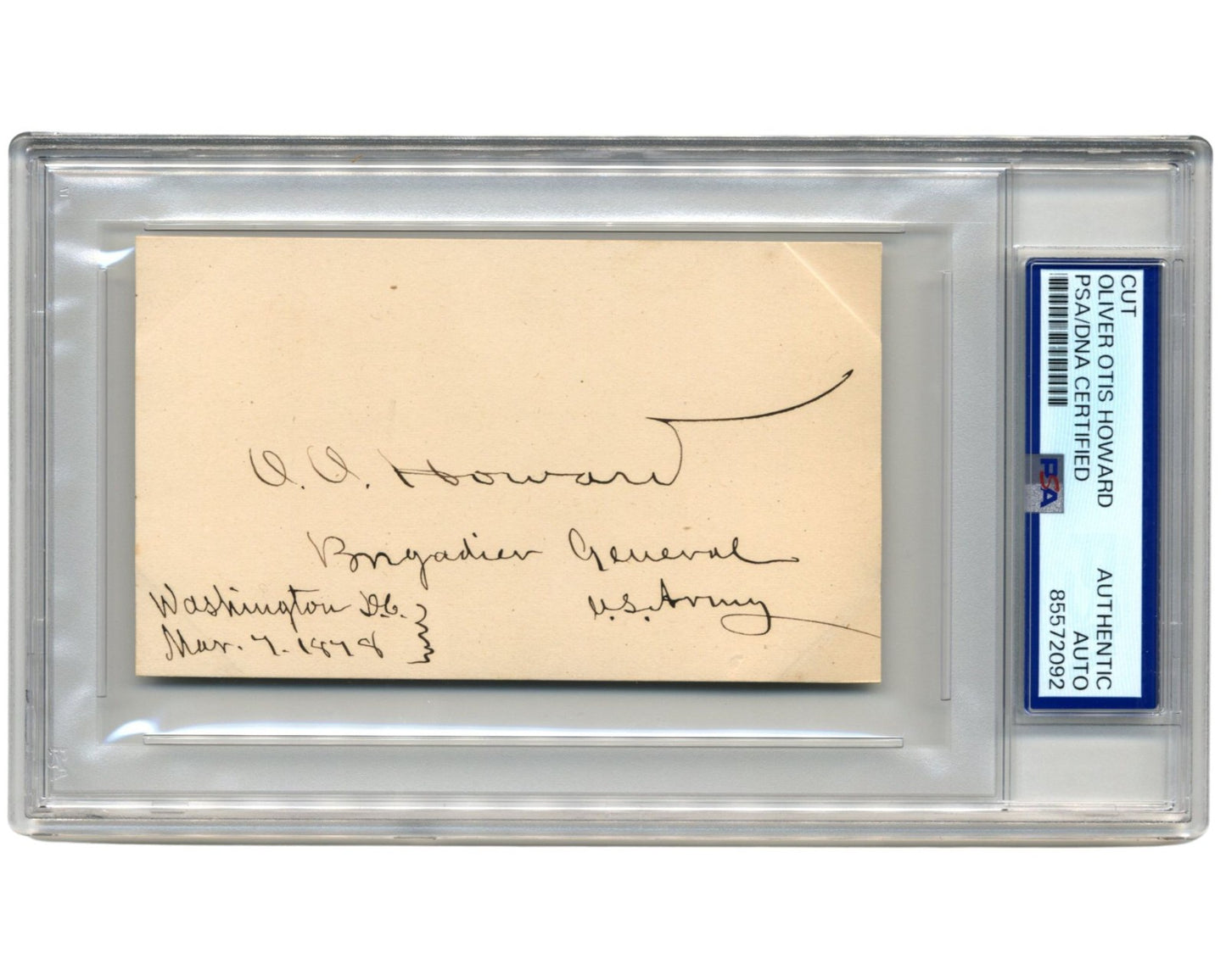 Civil War General Oliver Otis Howard Signed Cut PSA - Founder of Howard Uni!