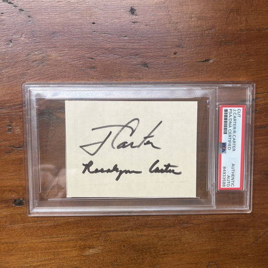 President Jimmy Carter/First Lady Rosalynn Carter Signed Cut PSA Autograph