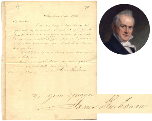 President James Buchanan Signed Handwritten Letter To Polk Sec of Tres. PSA Auto