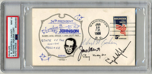 President Lyndon Johnson & Cabinet Signed FDC, PSA Mint 9