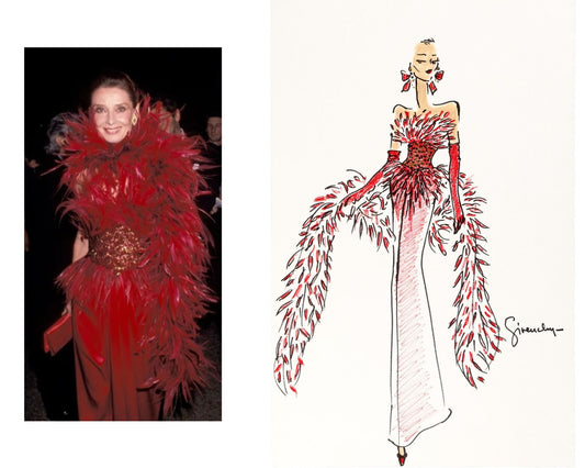 Hubert De Givenchy Signed Sketch for Audrey Hepburn Gown Worn at Awards Show!